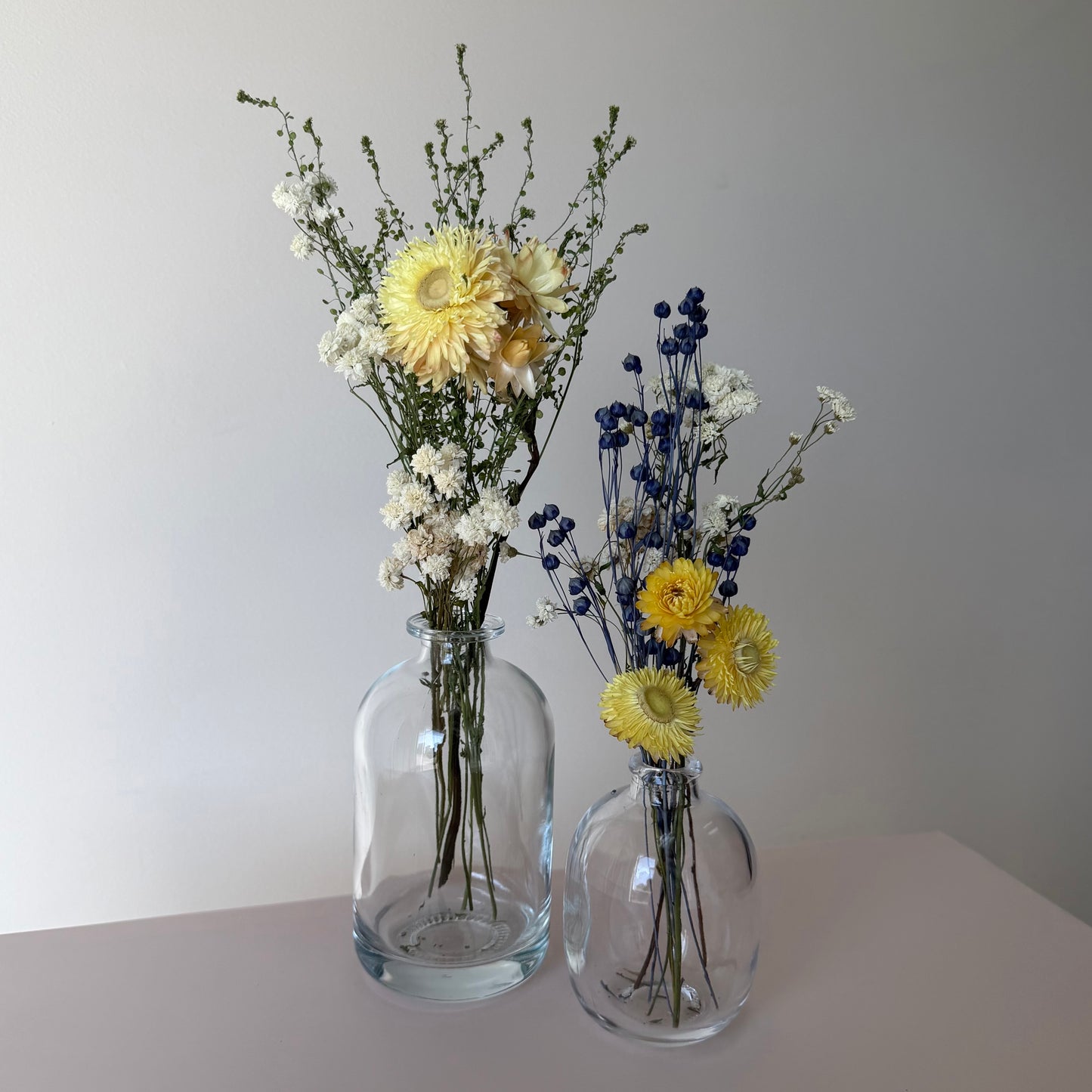 Duo de fioles - bleu et jaune