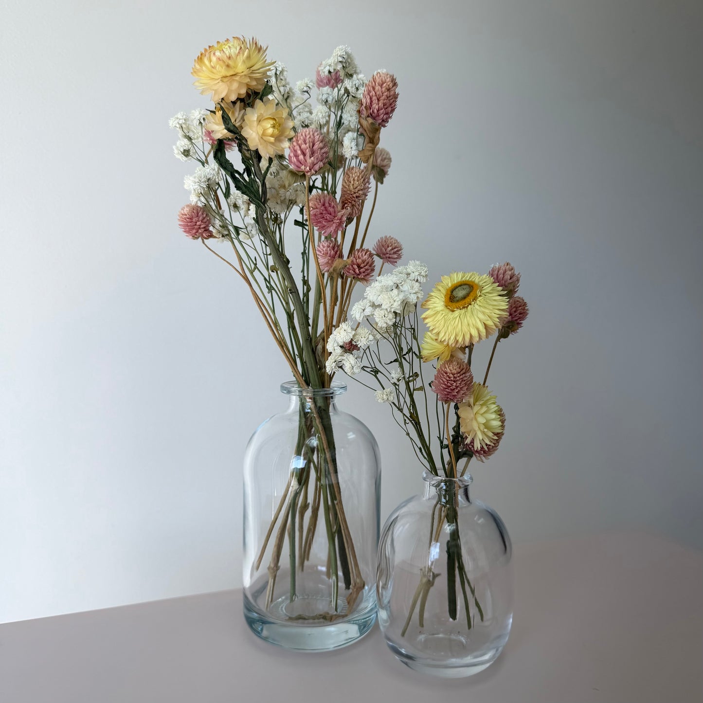 Duo de fioles - rose et jaune